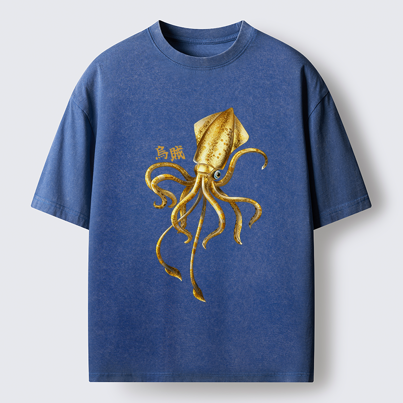 Tokyo-Lion Squid Ink Painting Washed T-Shirt