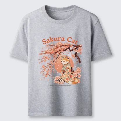 Tokyo-Lion Cat Under The Sakura Classic T-Shirt