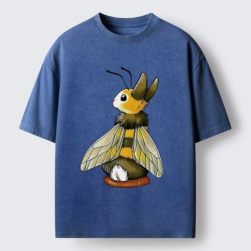 Tokyo-Lion Bee Rabbit Funny Washed T-Shirt