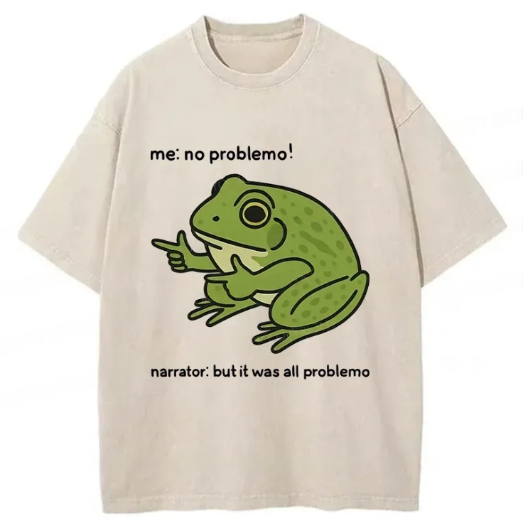 Tokyo-Lion Stupid Frog Meme Washed T-Shirt
