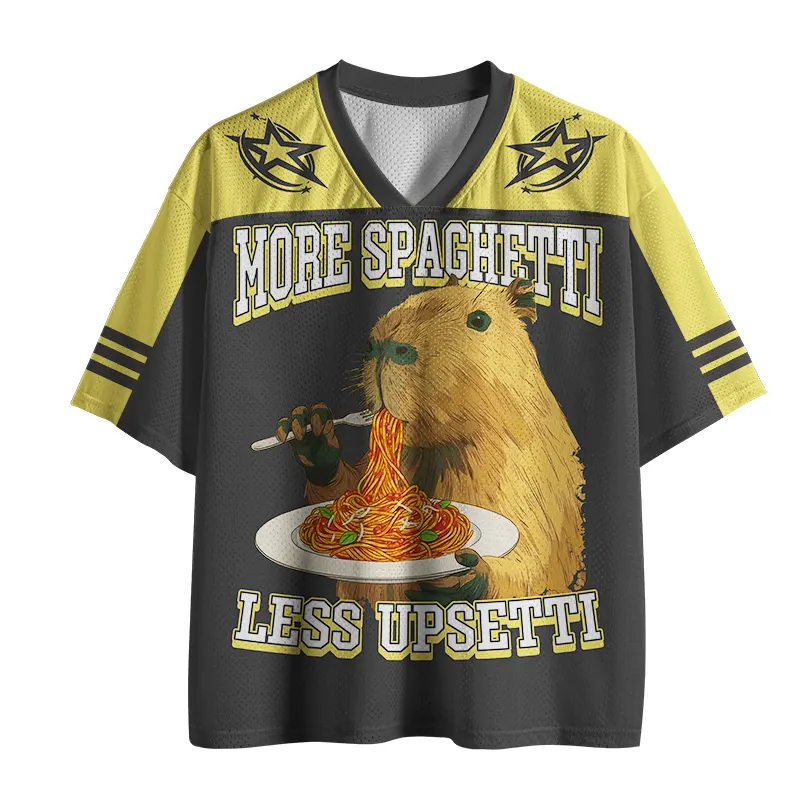 Tokyo-lion Capybara Eating Pasta Funny Mesh Jersey