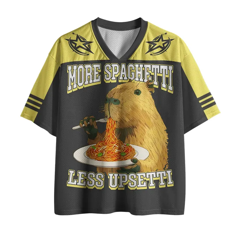Tokyo-lion Capybara Eating Pasta Funny Mesh Jersey