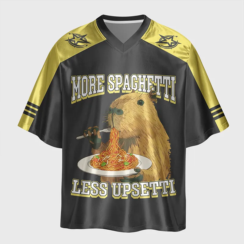 Tokyo-Lion Capybara Eating Pasta Glossy Oversized Jersey
