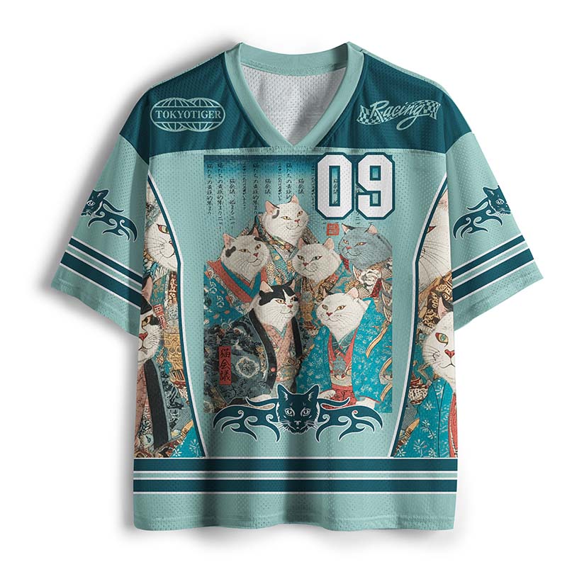 Tokyo-Lion Formal Gathering of Ukiyo-e Cat Nobles Mesh Jersey