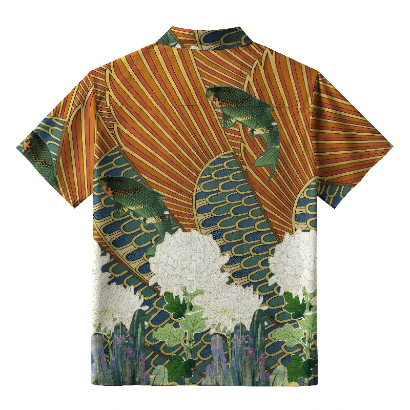 Tokyo-Lion Geisha Among The Chrysanthemums Hawaiian Shirt