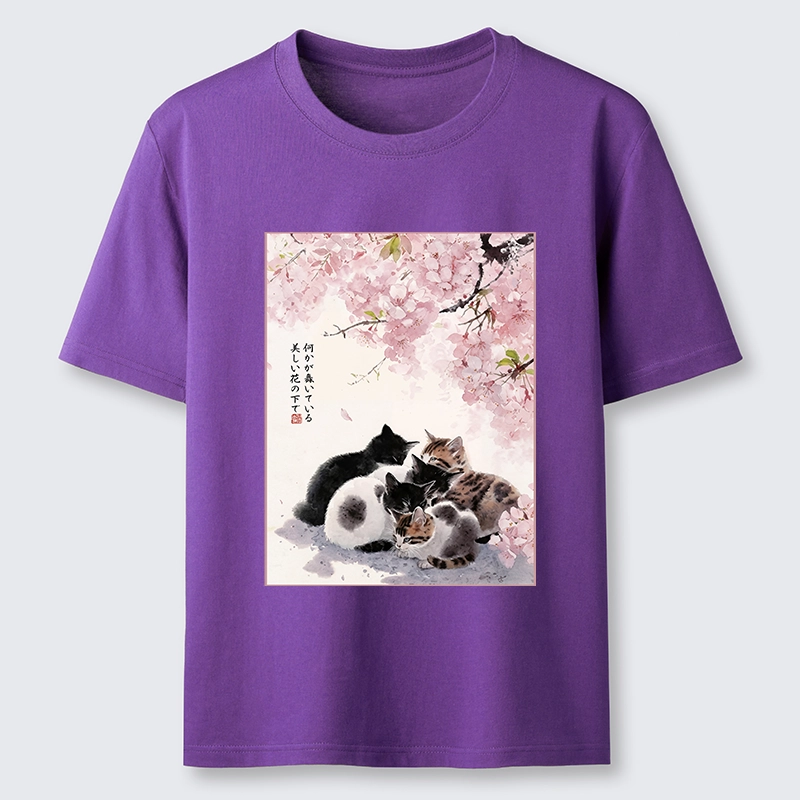 Tokyo-Lion Cute Cats Sakura Garden Classic T-Shirt