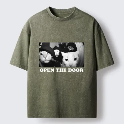 Tokyo-Lion Funny Cat Gang Meme Washed T-Shirt-Tokyo-Lion
