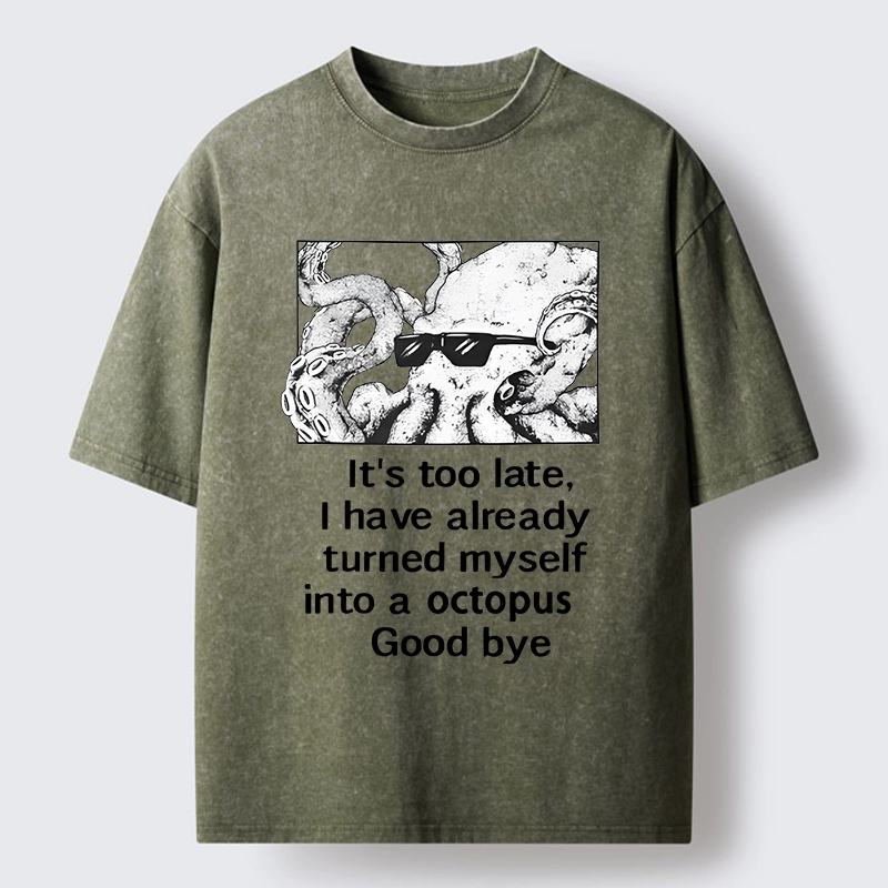 Tokyo-Lion Octopus Meme I Disappeared Completely Washed T-Shirt