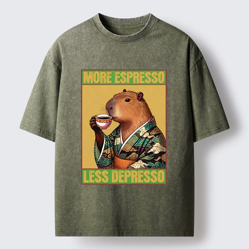 Tokyo-Lion Capybara Coffee Break Washed T-Shirt