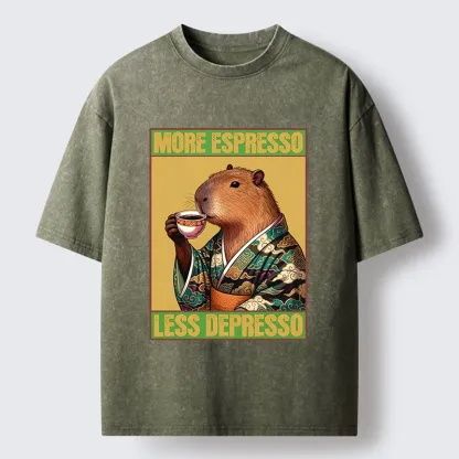 Tokyo-Lion Capybara Coffee Break Washed T-Shirt