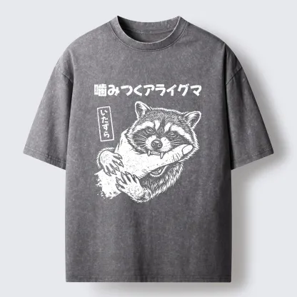 Tokyo-Lion Mischief Raccoon Washed T-Shirt