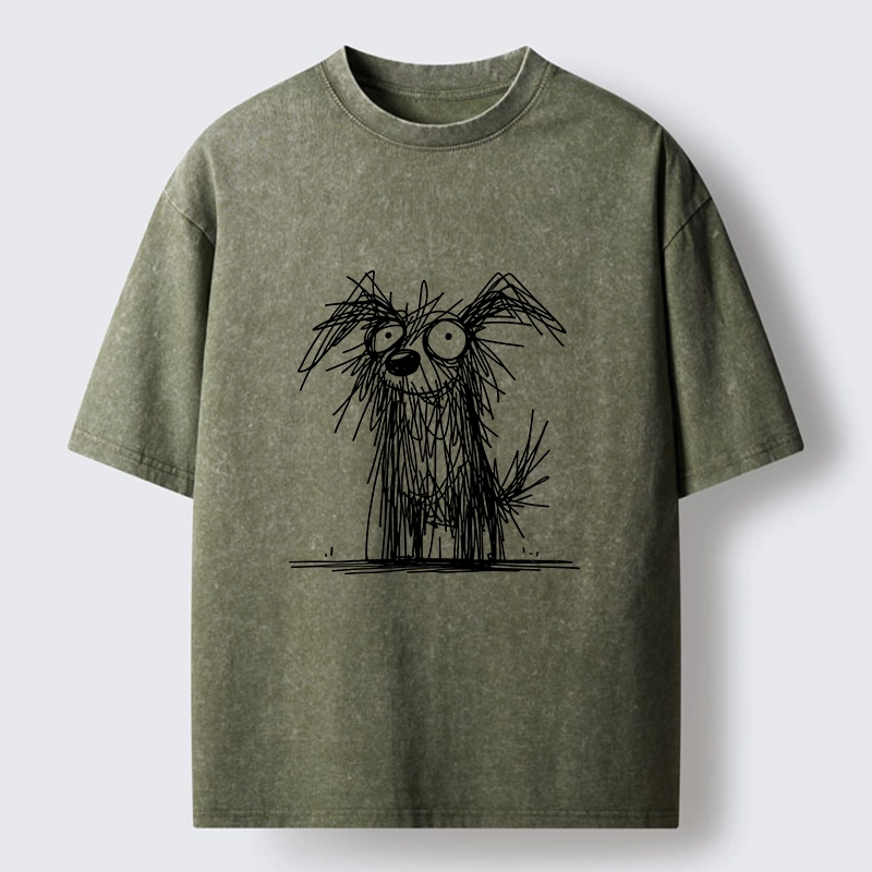 Tokyo-Lion Scruffy Dog Chaos Funny Washed T-Shirt