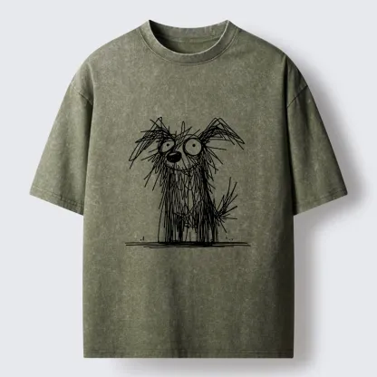 Tokyo-Lion Scruffy Dog Chaos Funny Washed T-Shirt