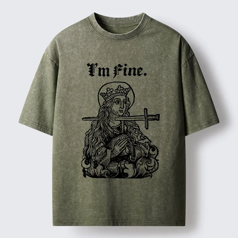 Tokyo-Lion Medieval Lady Im Fine Vibe Washed T-Shirt