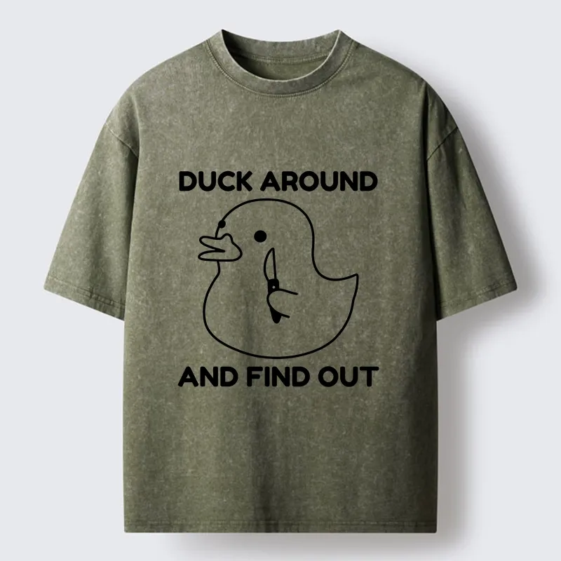 Tokyo-Lion Duck Around And Find Out Funny Washed T-Shirt