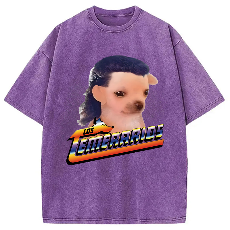 Tokyolion Chihuahua Mullet Meme Washed T-Shirt