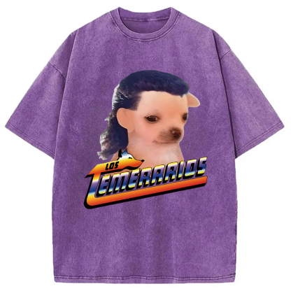 Tokyolion Chihuahua Mullet Meme Washed T-Shirt