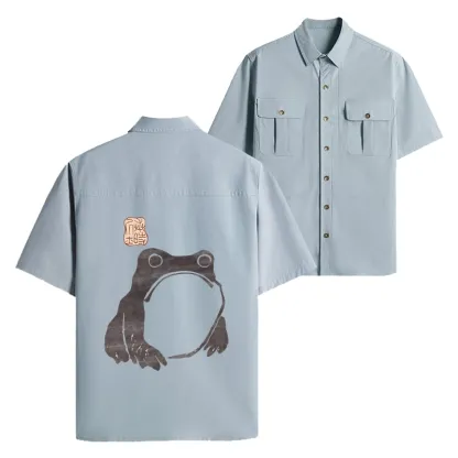 Tokyo-Lion Matsumoto Hoji Woodblock Print Frog Work Shirt-Tokyo-Lion