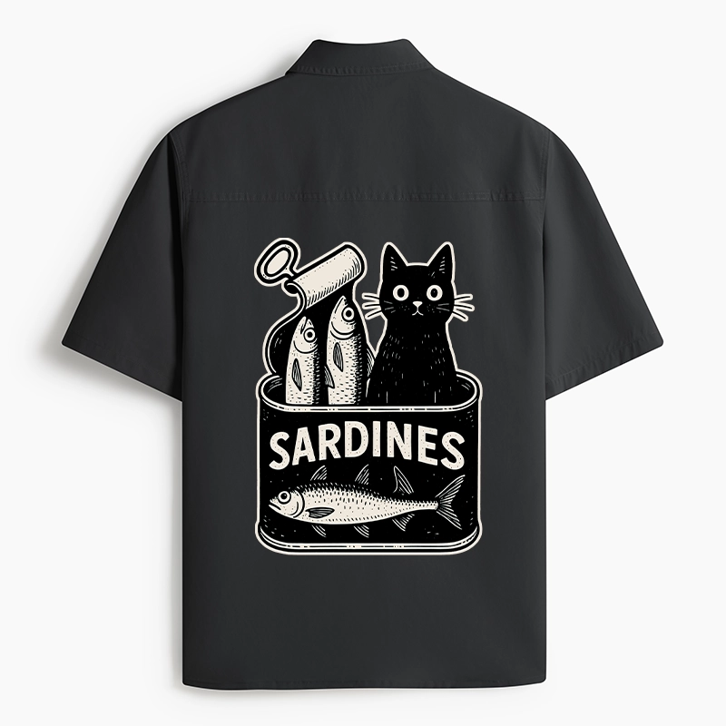 Tokyo-Lion Cat And Canned Fish Work Shirt-Tokyo-Lion