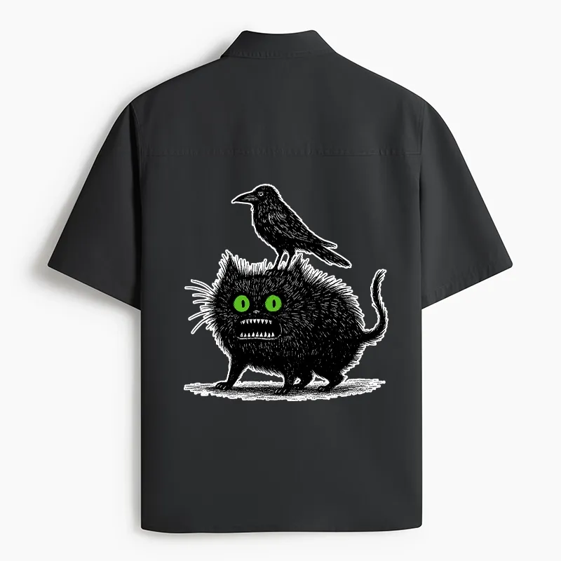 Tokyo-Lion Crow And Black Cat Work Shirt-Tokyo-Lion