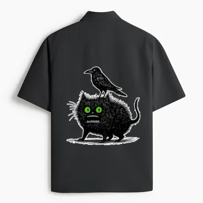 Tokyo-Lion Crow And Black Cat Work Shirt-Tokyo-Lion
