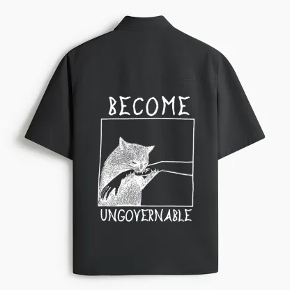 Tokyo-Lion Cat Biting Arm Work Shirt-Tokyo-Lion