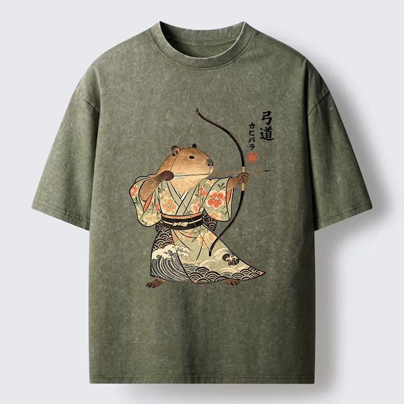 Tokyo-Lion Capybara Archery Washed T-Shirt