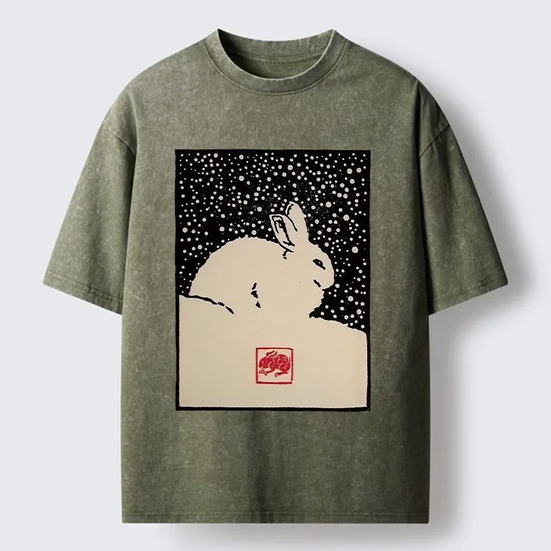 Tokyo-Lion Rabbit In The Snow Washed T-Shirt