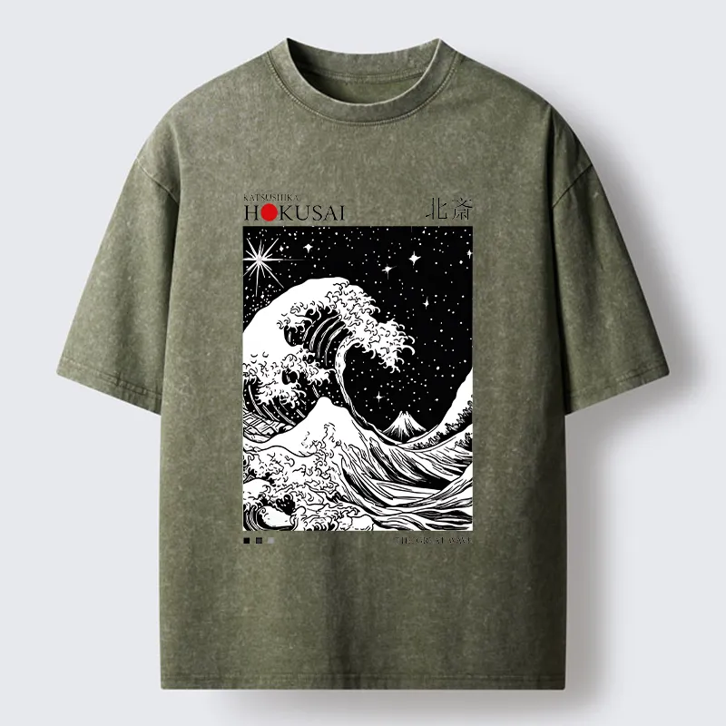 Tokyo-Lion Retro Wave Japan Washed T-Shirtt-Tokyo-Lion