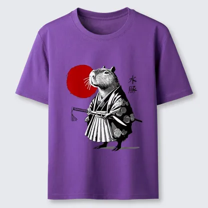 Tokyo-Lion Capybara Samurai And Sun Classic T-Shirt