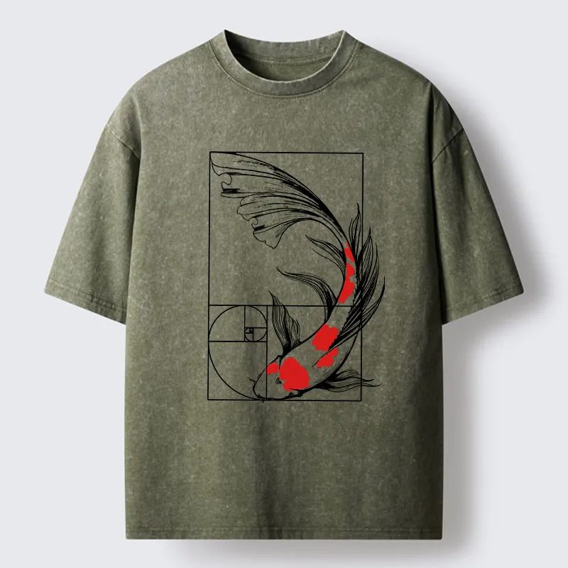Tokyo-Lion Golden Ratio Koi Washed T-Shirt
