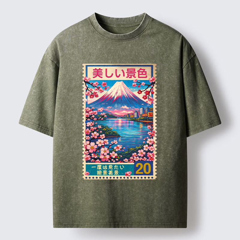 Tokyo-Lion Springtime Scenery Washed T-Shirt