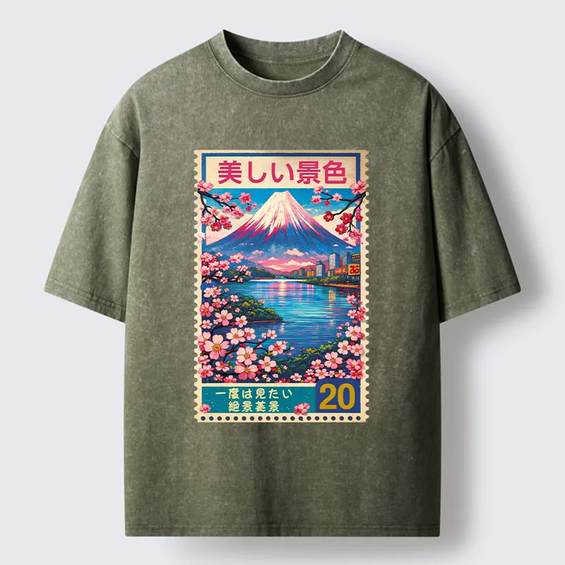 Tokyo-Lion Springtime Scenery Washed T-Shirt