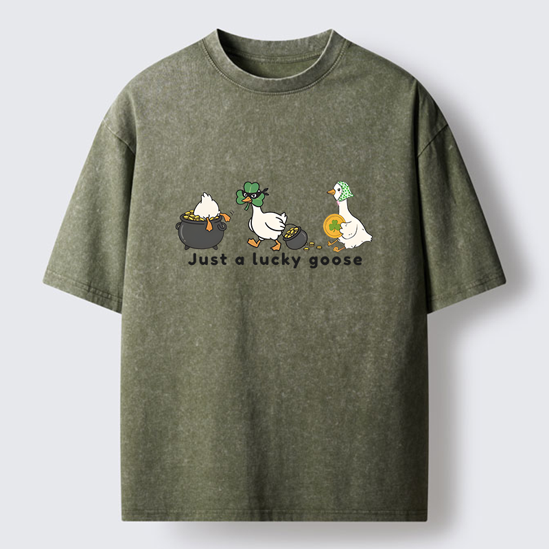 Tokyo-Lion Just A Lucky Goose Meme Washed T-Shirt