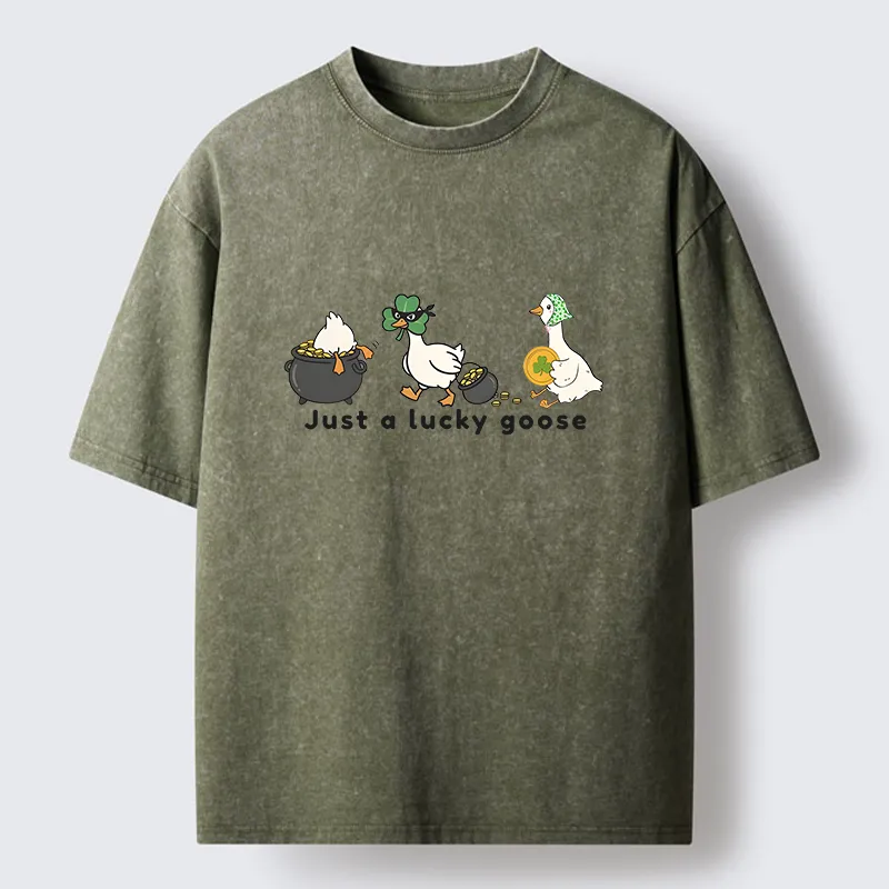 Tokyo-Lion Just A Lucky Goose Meme Washed T-Shirt