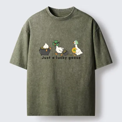 Tokyo-Lion Just A Lucky Goose Meme Washed T-Shirt