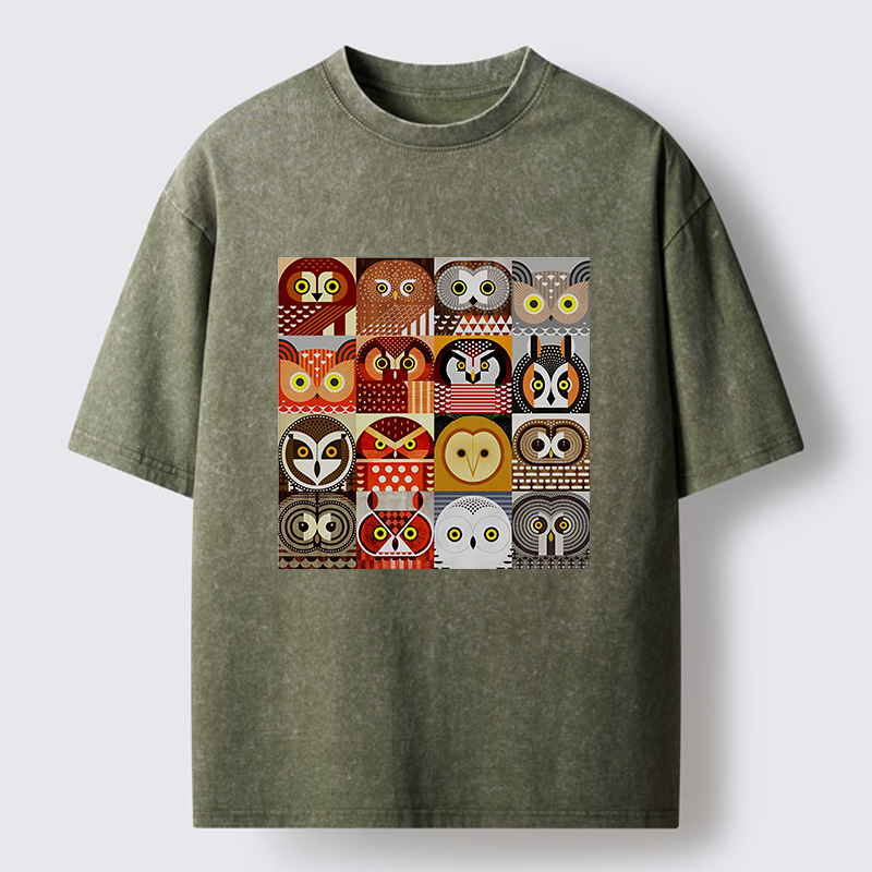 Tokyo-Lion All Kinds Of Owls Washed T-Shirt
