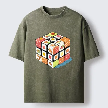 Tokyo-Lion Sushi Rubik's Cube Washed T-Shirt