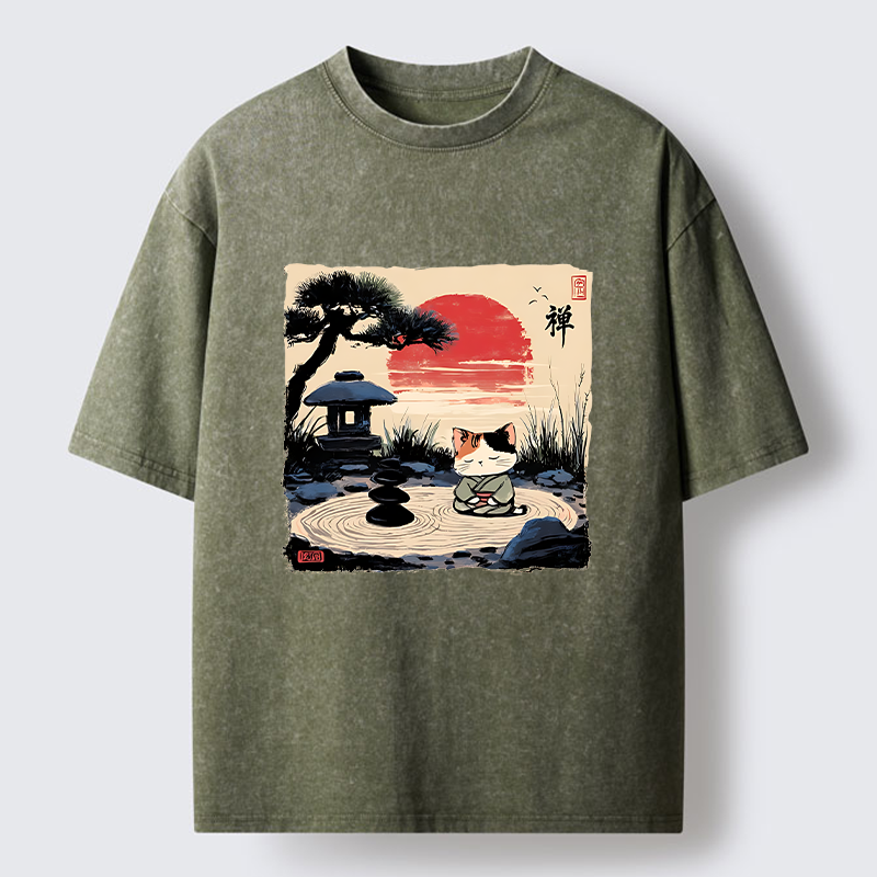 Tokyo-Lion Zen-like Scenery Washed T-Shirt