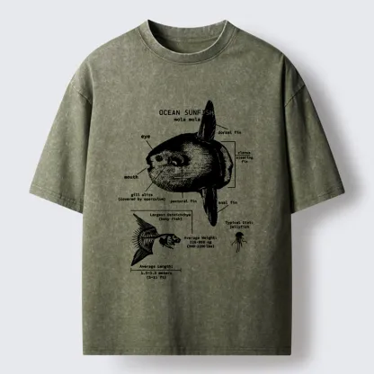 Tokyo-Lion Sunfish Funny Washed T-Shirt
