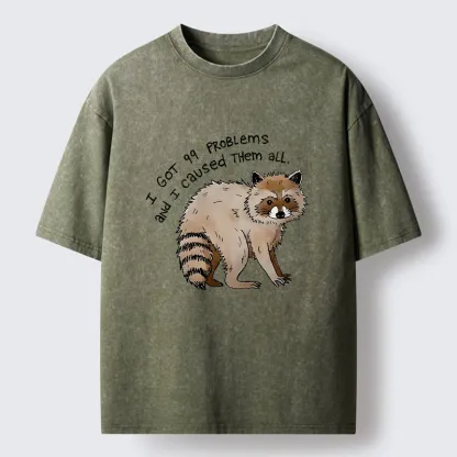 Tokyo-Lion Raccoon Funny Meme Japan Washed T-Shirt