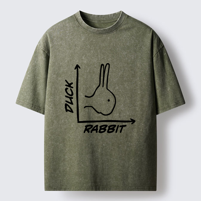 Tokyo-Lion Rabbit Or Duck Funny Washed T-Shirt-Tokyo-Lion