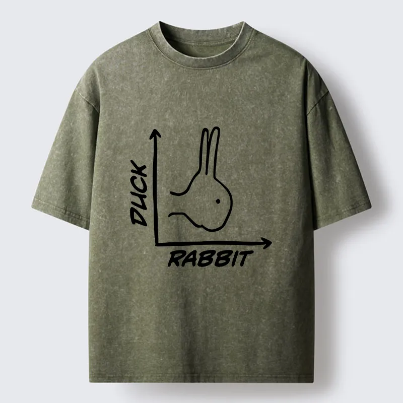 Tokyo-Lion Rabbit Or Duck Funny Washed T-Shirt-Tokyo-Lion