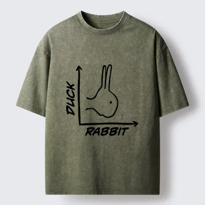 Tokyo-Lion Rabbit Or Duck Funny Washed T-Shirt-Tokyo-Lion
