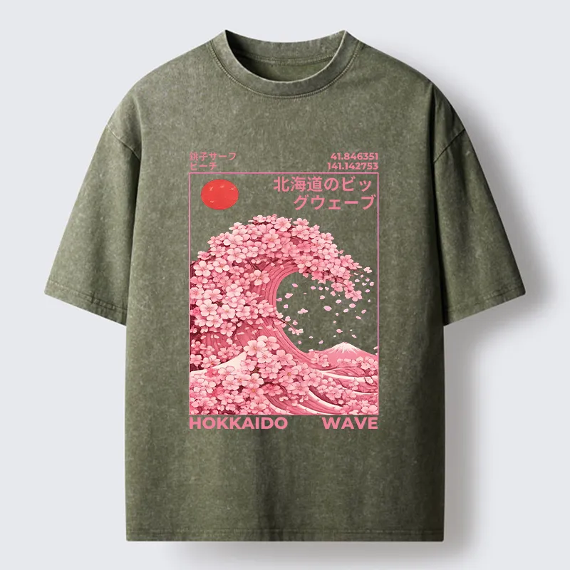 Tokyo-Lion Sakura Wave Washed T-Shirt