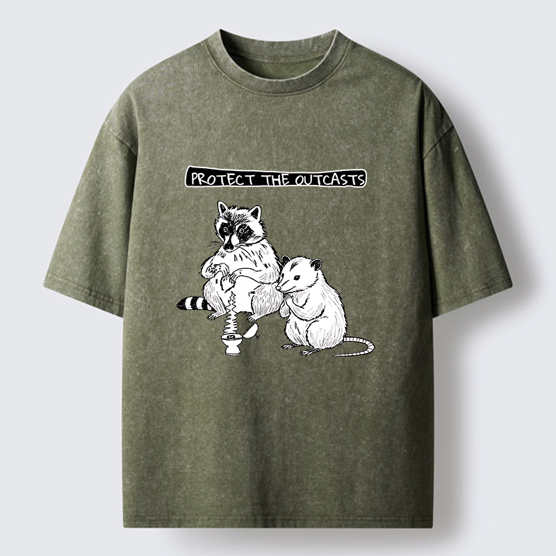Tokyo-Lion Prayer Of Raccoon And Possum Washed T-Shirt