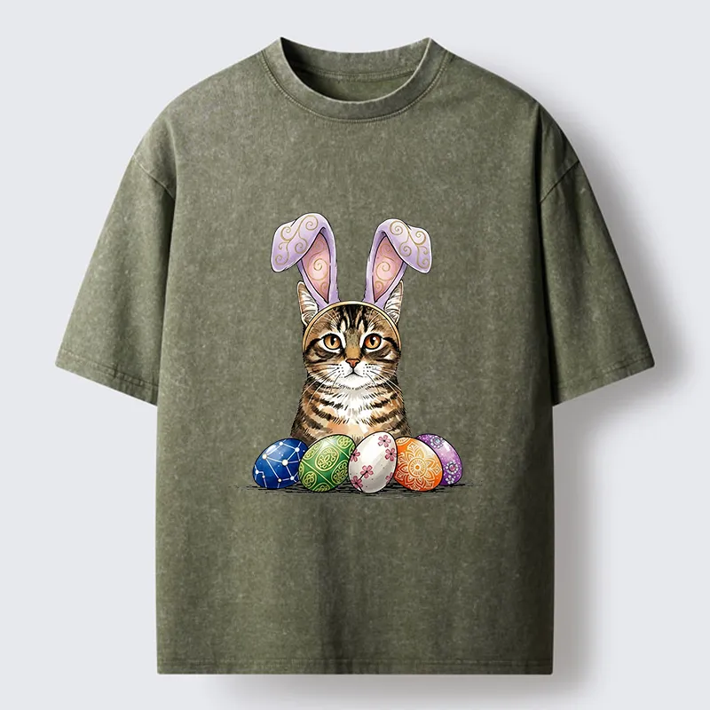 Tokyo-Lion Easter Cat Washed T-Shirt