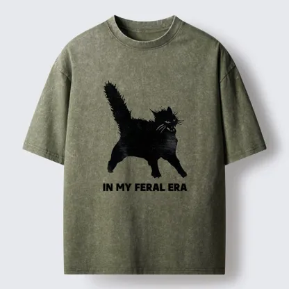 Tokyo-Lion Wild Black Cat Washed T-Shirt