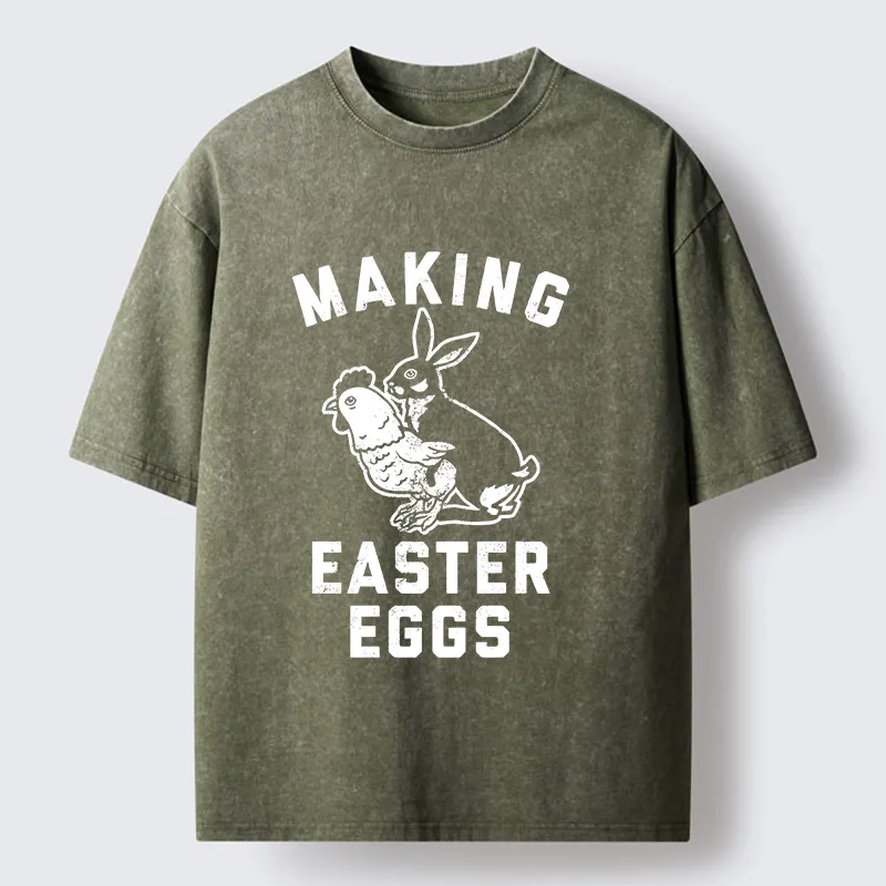 Tokyo-Lion Making Eggs Easter Washed T-Shirt