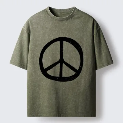 Tokyo-Lion Peace Symbol Washed T-Shirt